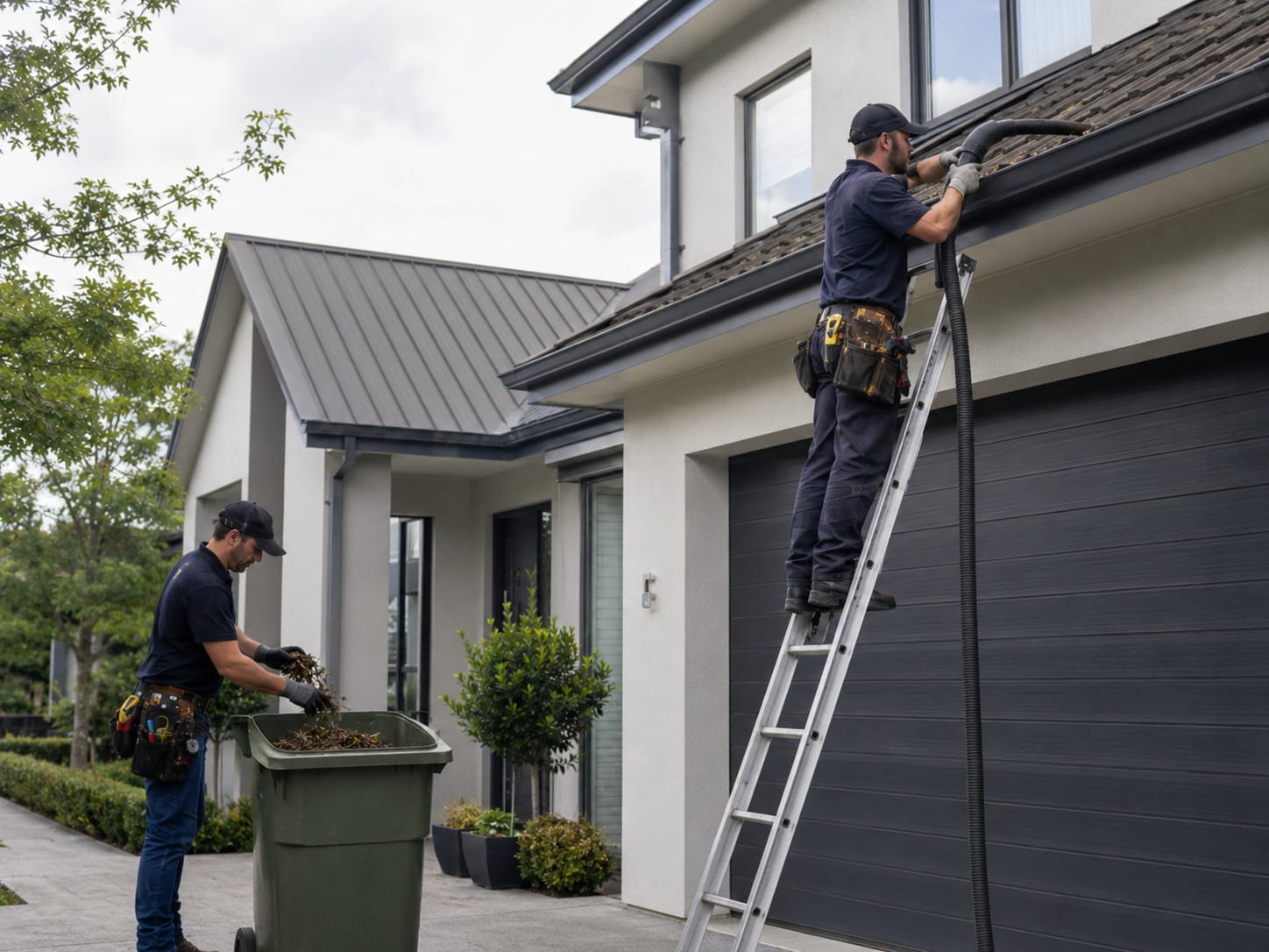 Auckland house washing service cleaning an exterior wall
